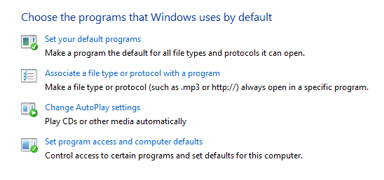 Set default programs